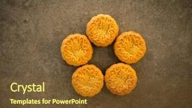  Presentation with family - Colorful PPT layouts enhanced with mooncakes is offered to friends backdrop and a tawny brown colored foreground