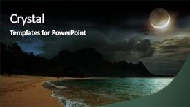  Presentation with dark blue moonlight landscape - Presentation theme with moonlight background and a black colored foreground