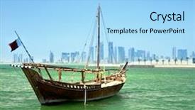  Presentation with qatar - Beautiful presentation theme featuring moored in doha bay qatar backdrop and a light blue colored foreground