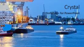  Presentation with bulk carrier container ship - Presentation theme enhanced with huge container ships mooring off background and a light blue colored foreground