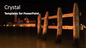  Presentation with canal - PPT theme enhanced with mooring-posts-in-a-venetian background and a black colored foreground