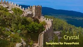  Presentation with castle - Amazing PPT theme having moorish-castle-in-sintra-portugal backdrop and a tawny brown colored foreground
