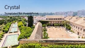  Presentation with cordoba - Presentation design consisting of moorish style garden at cordoba background and a light blue colored foreground