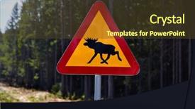  Presentation with logistics warehouses area - Colorful slide deck enhanced with moose roadsign in a foresty backdrop and a tawny brown colored foreground