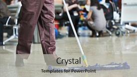  Presentation with hospital cleaning - Colorful slide deck enhanced with mop and uniform cleaning backdrop and a light gray colored foreground