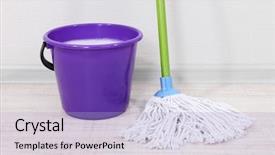  Presentation with floor - PPT theme having mop bucket - washing the floor and all background and a light blue colored foreground