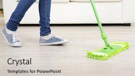  Presentation with dust - Presentation enhanced with mop cleaning wooden floor background and a  colored foreground