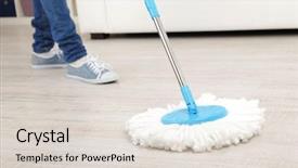  Presentation with cleaning - Cool new presentation design with mop cleaning wooden floor backdrop and a lemonade colored foreground