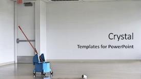  Presentation with coffee - Slide deck consisting of mop in pail by spilled background and a light gray colored foreground