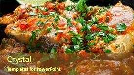  Presentation with shrimp fish - Audience pleasing PPT theme consisting of moqueca fish and shrimp traditional backdrop and a tawny brown colored foreground