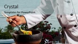  Presentation with shrimp fish - Colorful presentation design enhanced with moqueca fish and shrimp traditional backdrop and a light blue colored foreground