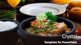  Presentation with shrimp fish - PPT theme enhanced with moqueca fish and shrimp traditional background and a wine colored foreground
