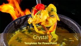  Presentation with shrimp fish - Slide set enhanced with moqueca-fish-and-shrimp-traditional background and a tawny brown colored foreground