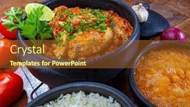  Presentation with shrimp fish - Slide set consisting of moqueca-fish-and-shrimp-traditional background and a tawny brown colored foreground