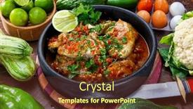  Presentation with food fish - Presentation theme with moqueca-fish-stew-brazilian-food background and a tawny brown colored foreground