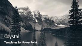  Presentation with banff national park - PPT theme having moraine lake with snow capped mountain of banff national park in canada background and a tawny brown colored foreground