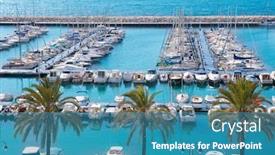  Presentation with marina - Presentation design featuring moraira-alicante-marina-nautic-port background and a teal colored foreground
