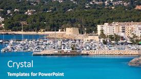  Presentation with marina - Beautiful slide set featuring moraira-teulada-marina-port backdrop and a teal colored foreground