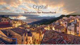  Presentation with italy - Slide deck having morano-calabro-italy-rooftop-village background and a  colored foreground