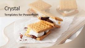  Presentation with dark homemade chocolate bars - PPT theme enhanced with homemade marshmallow s'mores background and a lemonade colored foreground