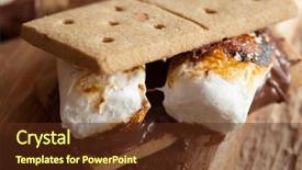  Presentation with chocolate - PPT theme consisting of homemade marshmallow s'mores background and a tawny brown colored foreground
