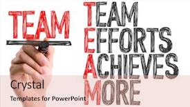  Presentation with marker - Audience pleasing slide deck consisting of more efforts - hand with marker writing team backdrop and a coral colored foreground