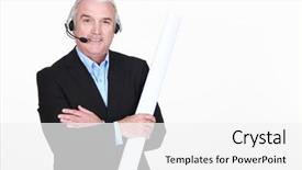  Presentation with microphone - Beautiful slide deck featuring brain audio - man with headphones and microphone backdrop and a  colored foreground