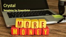  Presentation with cube - PPT theme with more money written background and a wine colored foreground