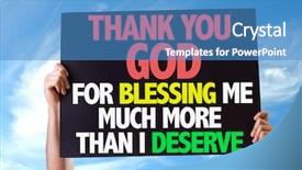  Presentation with thank god - Slide set enhanced with more than i deserve card background and a teal colored foreground