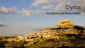  Presentation with spain - Theme consisting of morella-comunidad-valenciana-spain background and a light gray colored foreground