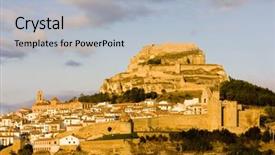  Presentation with spain - Presentation theme having morella-comunidad-valenciana-spain background and a light gray colored foreground