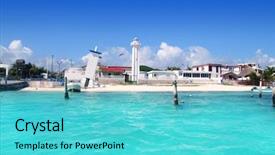  Presentation with mayan - Slide set consisting of morelos beach mayan riviera caribbean background and a cyan colored foreground