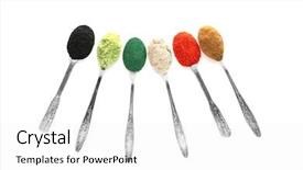  Presentation with detergent powders - Slides with moringa - different colorful superfood powders background and a white colored foreground