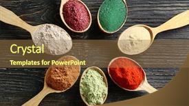  Presentation with catering banquet table different - Beautiful presentation featuring moringa - different colorful superfood powders backdrop and a tawny brown colored foreground