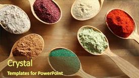  Presentation with colorful - Theme consisting of moringa - different colorful superfood powders background and a tawny brown colored foreground