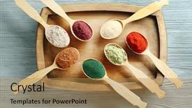  Presentation with moringa - Cool new presentation theme with moringa - different colorful superfood powders backdrop and a gold colored foreground