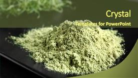  Presentation with herbal powder green - Beautiful slides featuring moringa - plate with superfood powder closeup backdrop and a  colored foreground
