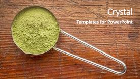  Presentation with moringa - Beautiful PPT theme featuring moringa leaf powder backdrop and a coral colored foreground