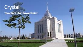  Presentation with mormon temple - Cool new PPT layouts with mormon church church of jesus backdrop and a teal colored foreground