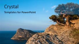  Presentation with country turkmenistan - PPT theme enhanced with mornimg in bay in crimea background and a  colored foreground