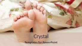  Presentation with aztecs blanket - Audience pleasing PPT theme consisting of sunday morning - sleeping woman's cute feet blanket backdrop and a coral colored foreground