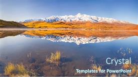  Presentation with mountain water - Colorful slide deck enhanced with morning at mountain lake reflections in water altai siberia backdrop and a ocean colored foreground