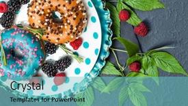  Presentation with donuts - Cool new presentation theme with morning breakfast with mini donuts backdrop and a seafoam green colored foreground