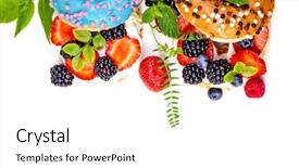  Presentation with powdered - PPT theme having morning breakfast with mini donuts background and a white colored foreground