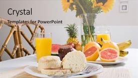  Presentation with breakfast - Colorful slide set enhanced with morning breakfast backdrop and a mint green colored foreground