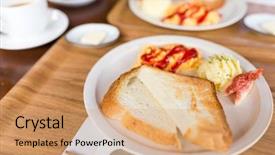  Presentation with breakfast - Colorful slide set enhanced with morning breakfast backdrop and a coral colored foreground