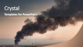  Presentation with morning sunrise - Beautiful PPT theme featuring emergency burns - smoke at sky of morning backdrop and a dark gray colored foreground