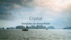  Presentation with vietnam - PPT theme featuring morning-cloudscape-over-ha-long background and a light blue colored foreground