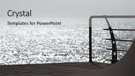  Presentation with solar water - Cool new presentation theme with morning coastal landscape solar glare backdrop and a light gray colored foreground