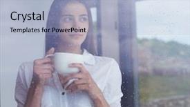  Presentation with first - Colorful presentation design enhanced with morning coffee at modern home backdrop and a light blue colored foreground